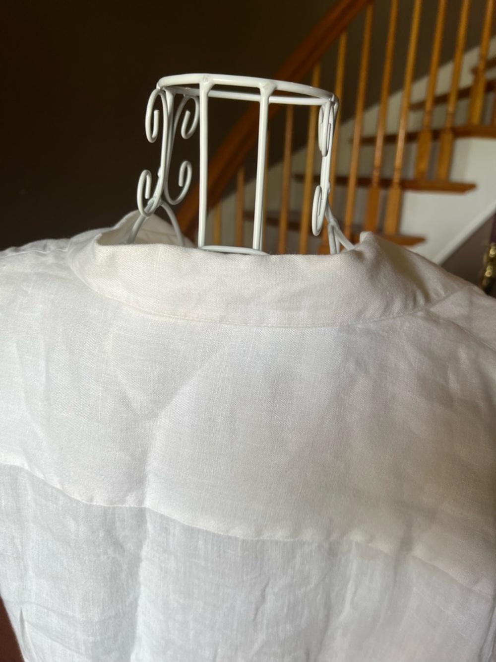 Vintage 100% Irish Linen White Button Up Peplum Top Cottagecore 90s Size S - Picture 5 of 11